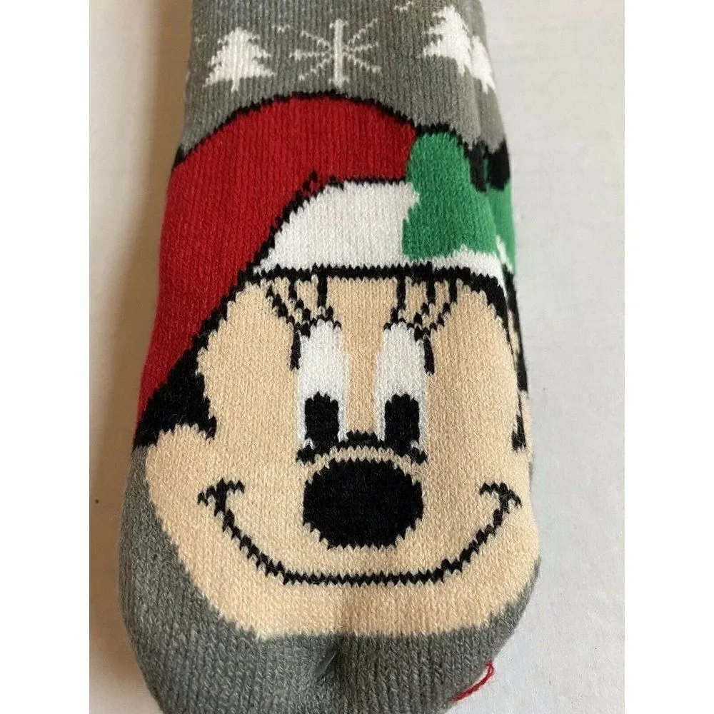 Disney Mickey Mouse Cozy Warmers Slipper Long Socks Christmas Santa Holiday NWT‎